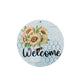 Welcome, chicken wire, sunflower, white, Round,wood signs, 8 inches,Wreath signs for fall, Wood Wreath signs