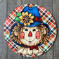 Scarecrow, 12 inch Wood sign, Fall Decor, Wreath sign, Fall signs, Wreath Attachment, Blue,Tan, Straw Hat