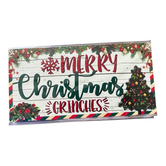 Merry Christmas Grinches, Grinch, Holly, Christmas,wood signs,4x8,Wreath signs for Christmas,Christmas Decor,Wreath Supplies