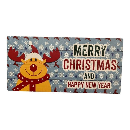 Merry Christmas,Happy Newyear,Reindeer, Christmas sign,12.5x6 inches,Wood sign,Christmas Decor,Wreath Supplies,Wreath Sign