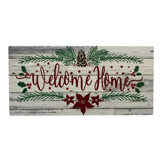 Welcome home, Poinsettia, Christmas sign,12.5x6 inches,Wood sign,Christmas Decor,Wreath Supplies,Wreath Attachment,Wreath Sign,Christmas